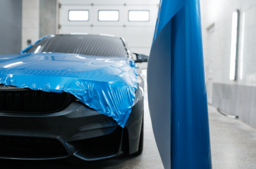 Car wrapping in Las Vegas - car in shop getting wrapped